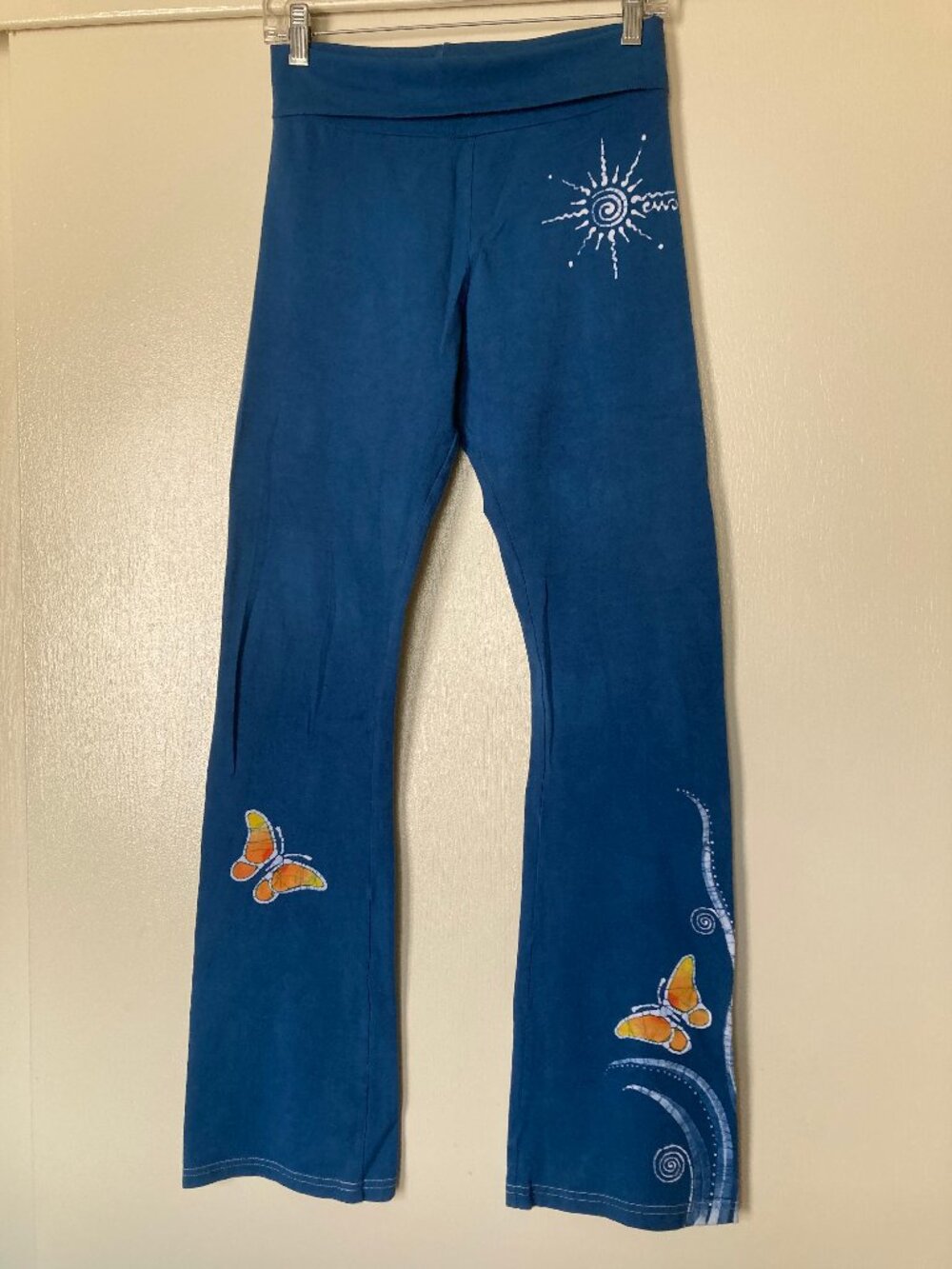American Apparel Custom Batik Design - Teal Cotton Stretch Leggings - Sz M